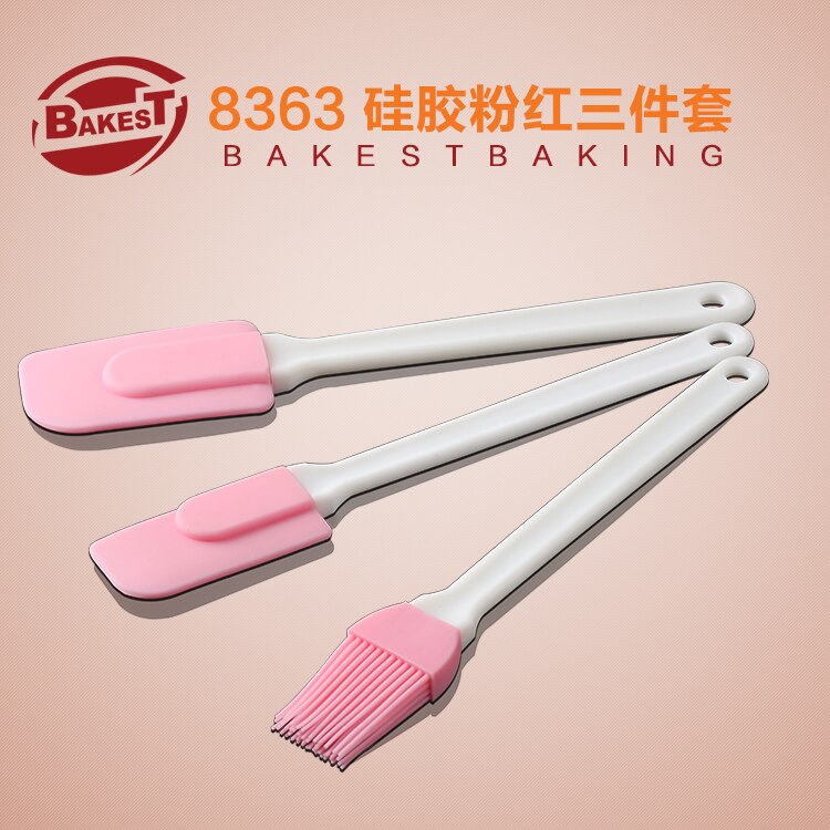 Bakest 3 stks per set mooie roze siliconen schraper en borstel duurzaam cake bakken tools