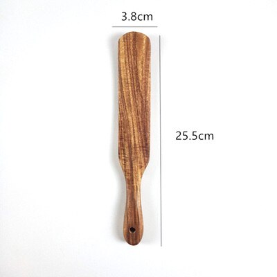 Teak Wood Kitchen Utensils Eco Natural Wooden Cooking Tools Non-Stick Fried Egg Spatula Salad Mixing Shovels Cooking Turners: C