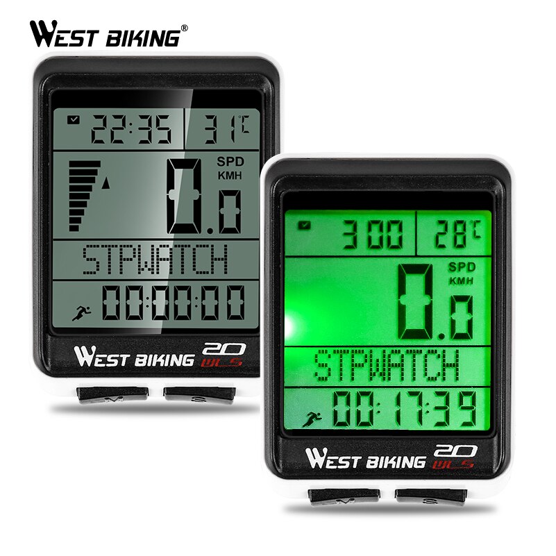 WEST BIKING LED Bicycle Computer Wireless 5 Language Cycling Bike Odometer Stopwatch Speedometer 2.1in Waterproof Bike Computer