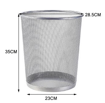 Metal Mesh Round Trash Can Kitchen without Lid Bucket Paper Basket Bedroom Office Rubbish Organizer Waste Bins Wrought Iron