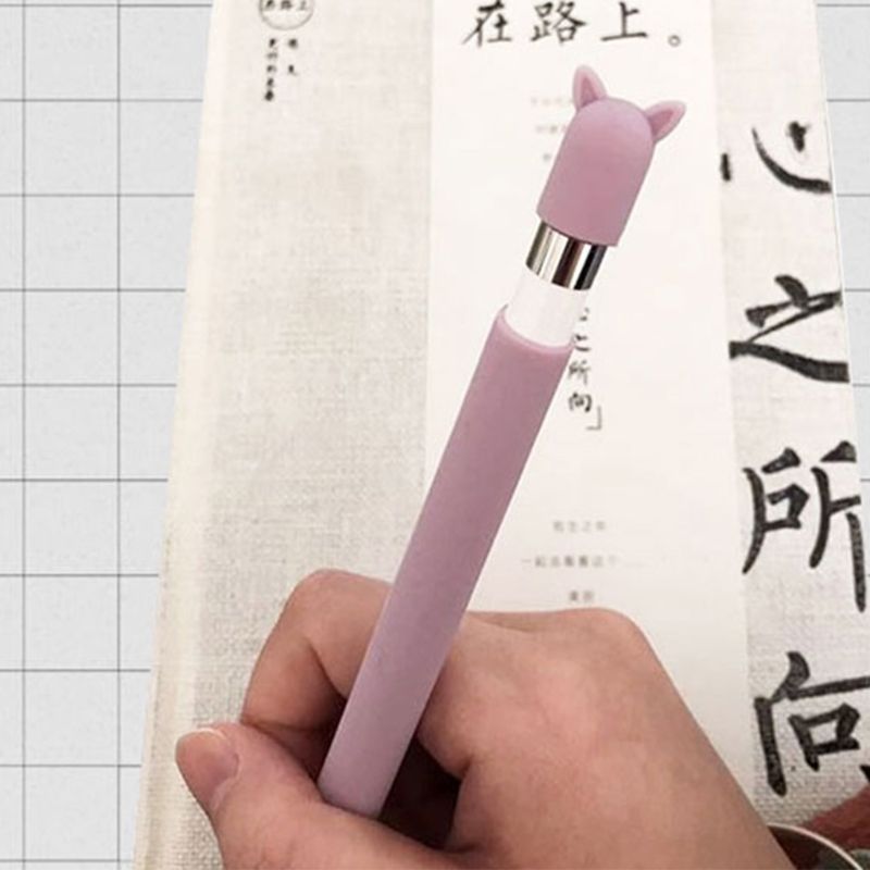 Schattige kattenoor anti-scroll siliconen beschermhoes dop houder penpunt beschermhoes skin voor tablets potlood