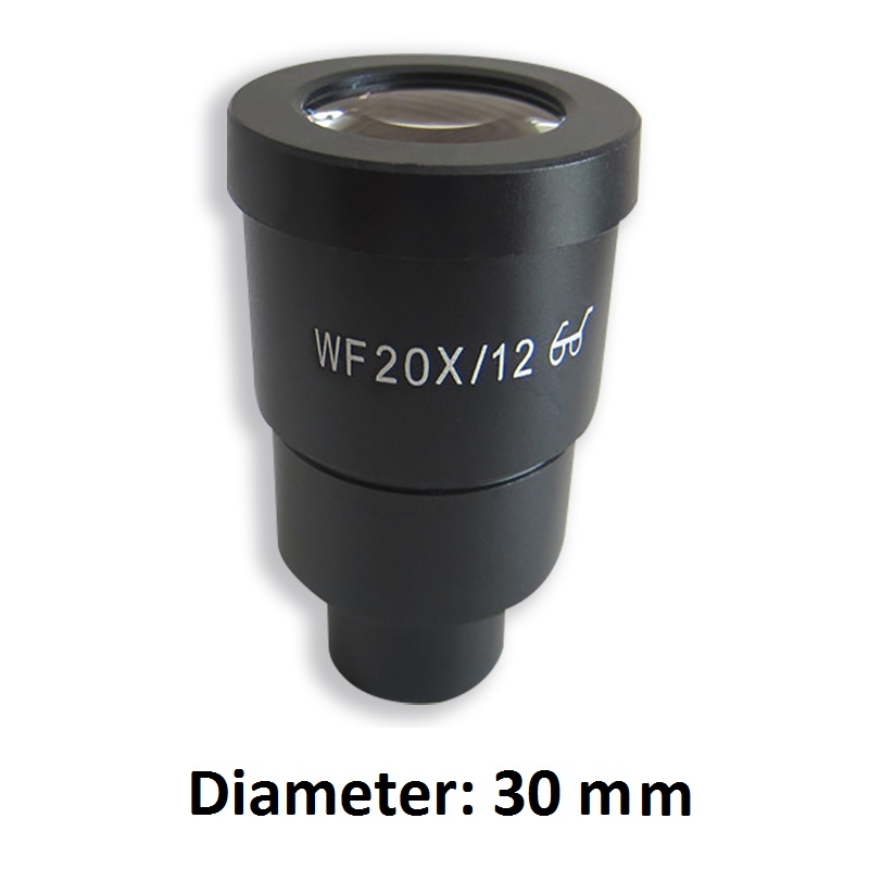 WF20X Eyepiece Ocular Lens for Stereo Microscope High Eye-point Field of View 10mm or 12mm with or without Reticle Scale: WF20-12 30mm