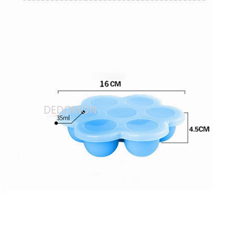 Contenedor de comida para bebé, caja de almacenamiento de frutas y leche materna, bandeja de silicona para congelador, contenedor de comida para bebé, 7 rejillas