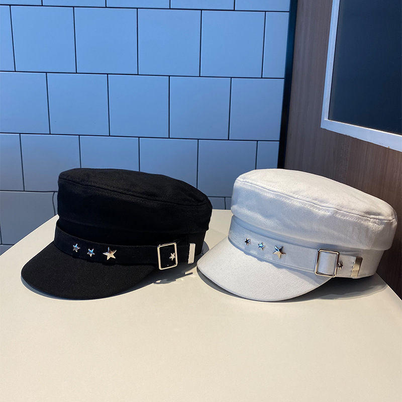Béret femme noir étoile chapeau printemps et automne hiver britannique rétro nouvelle mer Style militaire coréen casquettes mère chapeaux