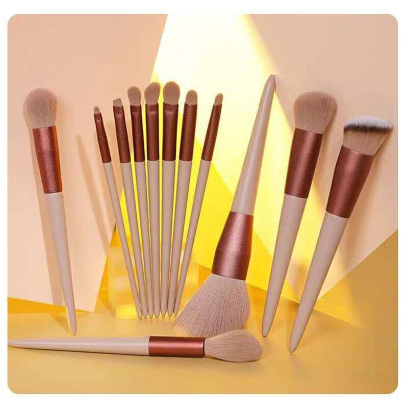13- -pack sminkborsteset mjuk päls skönhet highlighter foundation concealer mångsidigt sminkverktyg