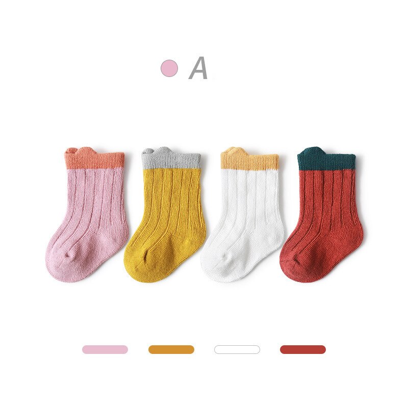 Warmmom – chaussettes en coton pour enfants, 3 paires, pour filles et garçons, vêtements d'hiver, d'automne et de printemps, couleur cousue, à la , décontractées: T1 / for 1-3years