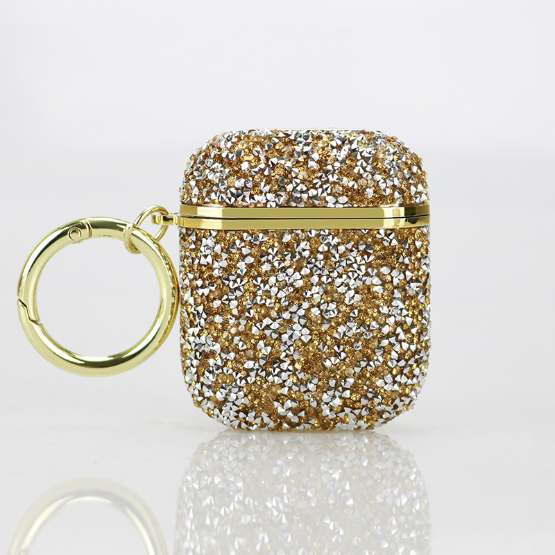 For Apple Airpods4 3 2 1 Pro Glitter Rhinestone Case Bling Diamond Hard Protective Funda for Airpods Bluetooth Earphone Bag: S / Gold