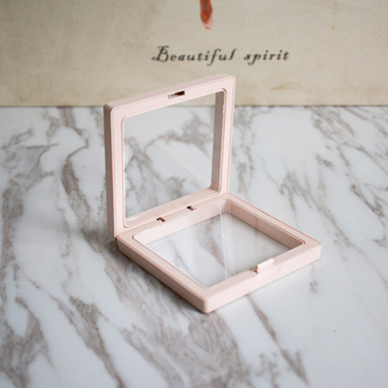 Picture Frame Jewelry Bracelet Packaging Box Colorful 3D Floating Shadow Display Film Suspensiony Storage Transparent Box: pink