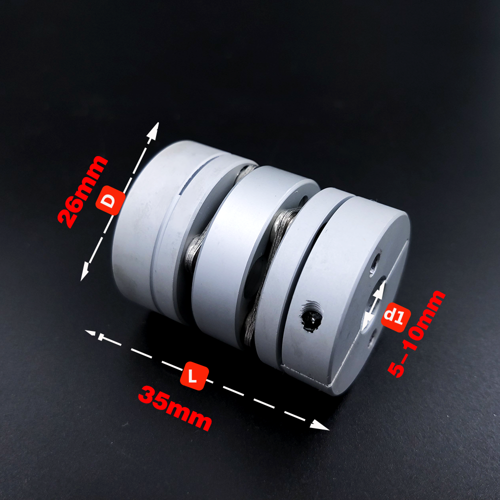 Aluminum alloy D26L35 double diaphragm coupling elastic connector D26mm L35mm ball screw step servo motor encoder computer