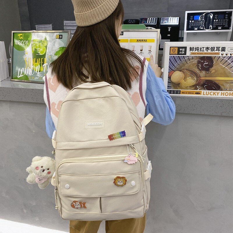 Einfarbiger damenrucksack aus Nylon, wasserdicht, freundlicher-schulrucksack, geräumiger, trendiger reiserucksack, mochila