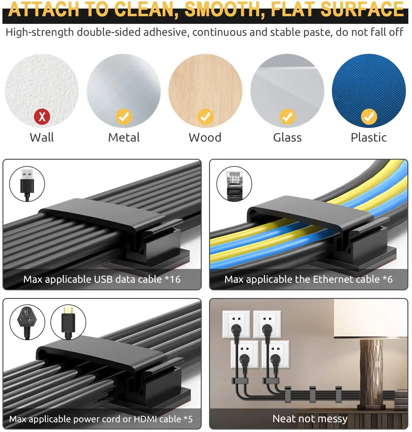 Klipsy robić kabli samoprzylepne zarządzanie przewodami czarne uchwyty robić przewodów organizer zacisk samoprzylepne akcesoria robić kabli samochodowych