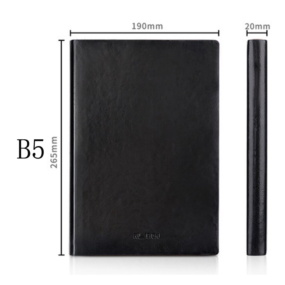 Nusign A5/B5 Sizes Soft Face Leather Notebook High-end Office Business Notebook Leather Face Stationery Bookmark Ribbon: B5 Black