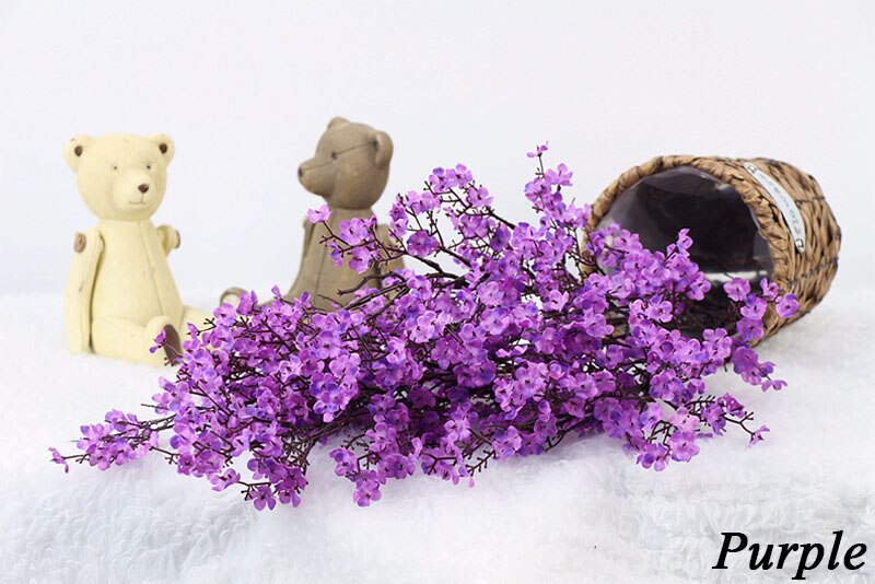 Kunstig baby ånde enkelt blomst simulation hjem bryllup dekoration simulation blomst brud holder blomster: Lilla