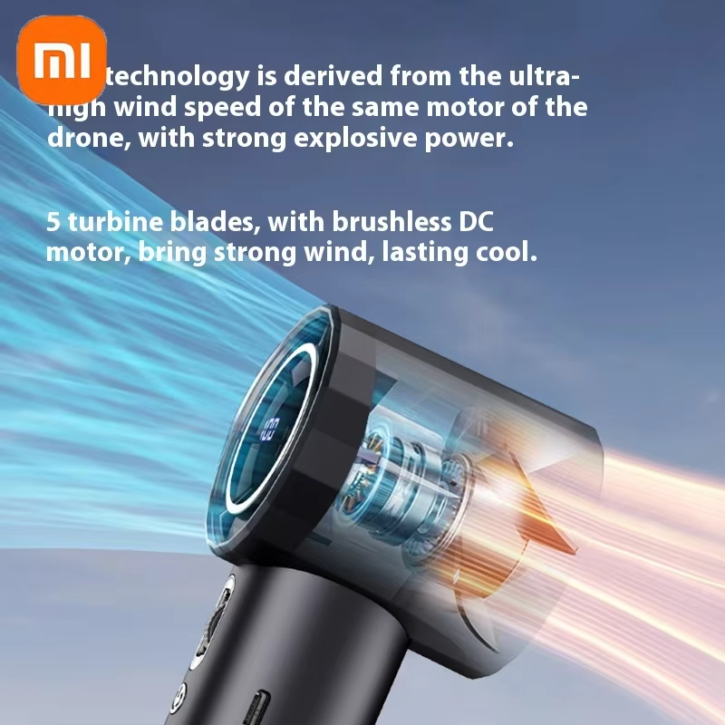 Xiaomi draagbare handventilator 100% windsnelheid, verstelbaar USB-opladen, mini draagbare turbo, duurzame hogesnelheidsventilator voor buiten