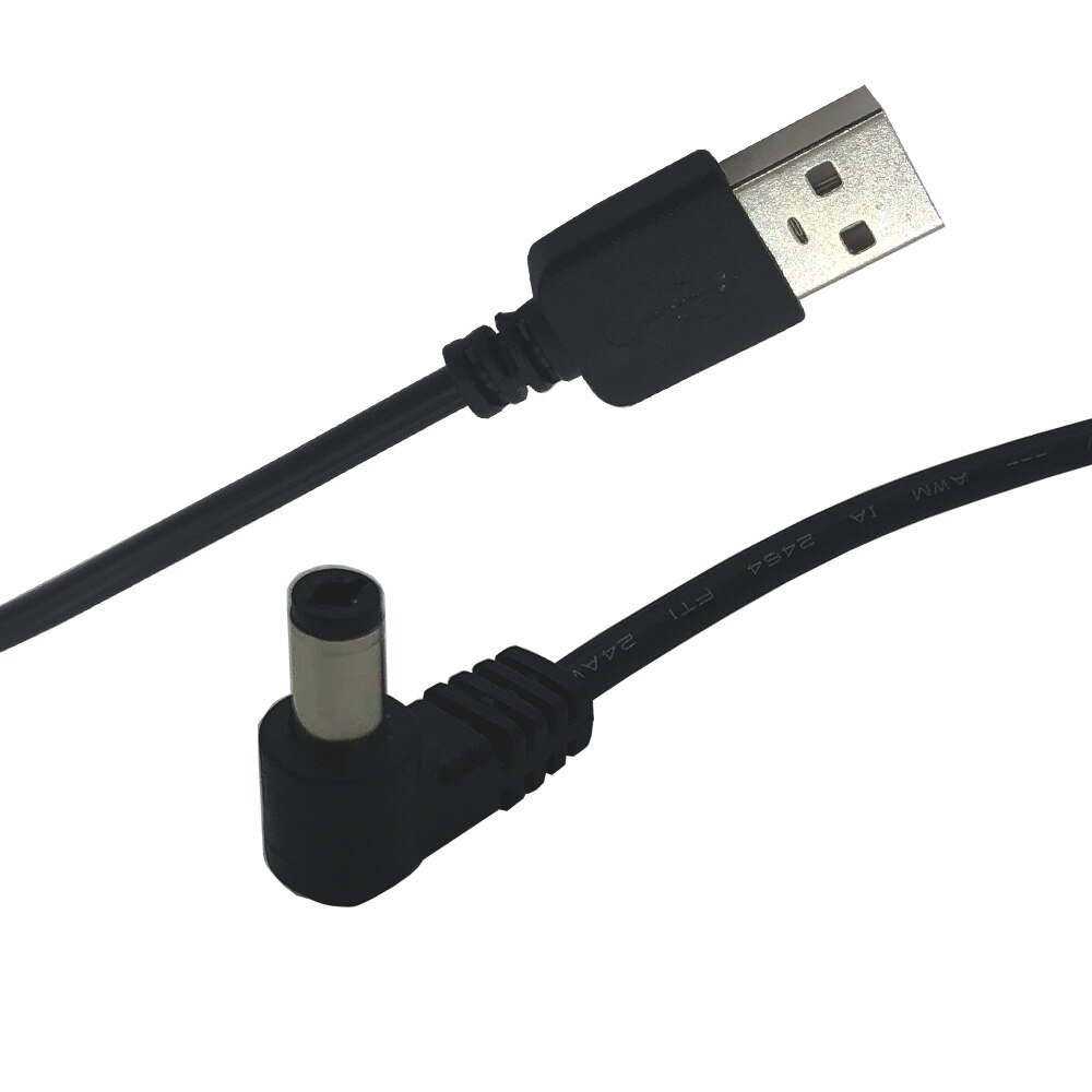 Angled USB to DC power supply cable 5.5X2.5mm DC plug 5V 2A copper conductor 1m for HDMI Switcher Splitters converters