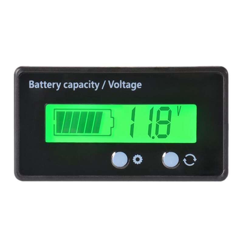 Waterproof 12/24/36/48V LCD Lead-acid Battery and Lithium Battery Capacity Tester Voltage Meter Monitor Green Backlight for Vehi: Default Title