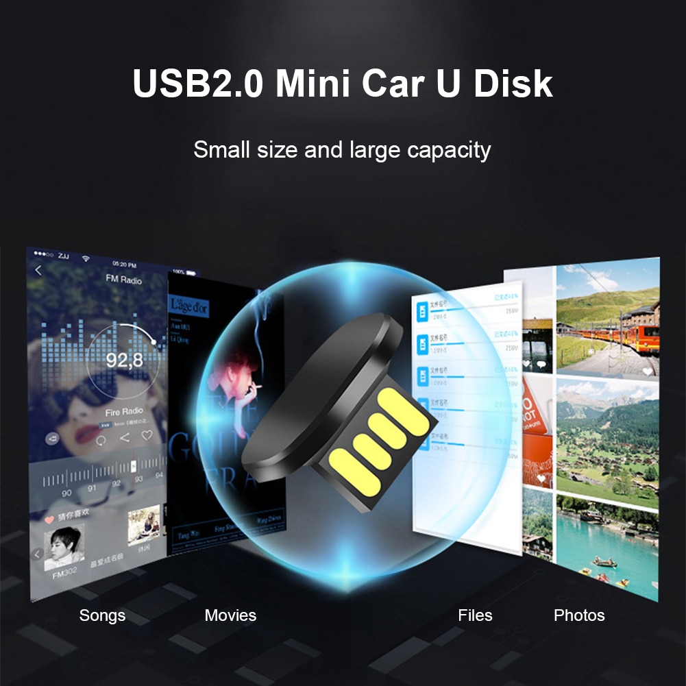 Built-in music, Mini Short Car U Disk Pendrive USB Flash Drive Memory Stick USB2.0 Short UDP Udisk Chip Flash 16GB 32GB 64GB