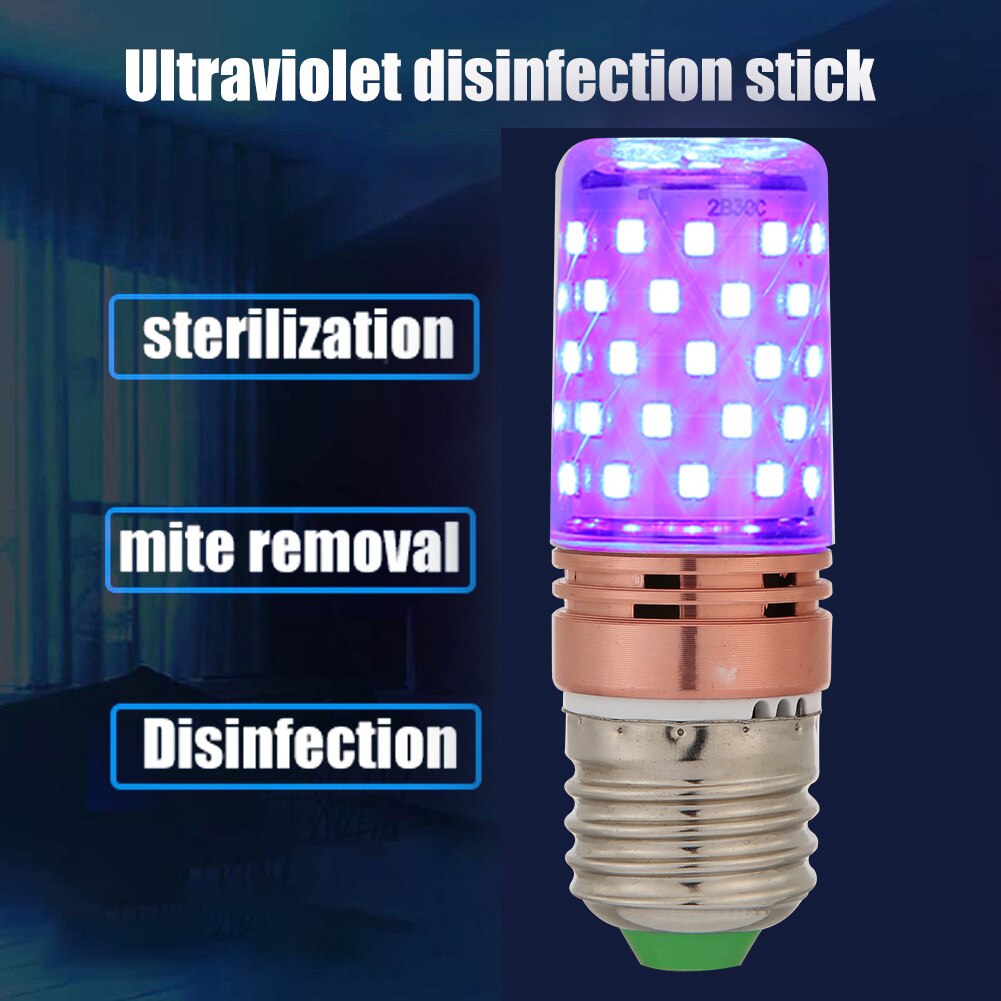 E27 60 LED UVC Germicidal Lamp Ultraviolet Light Corn Bulb Disinfection Lamp Sterilization LED Lights Home Clean Air Kill Mites