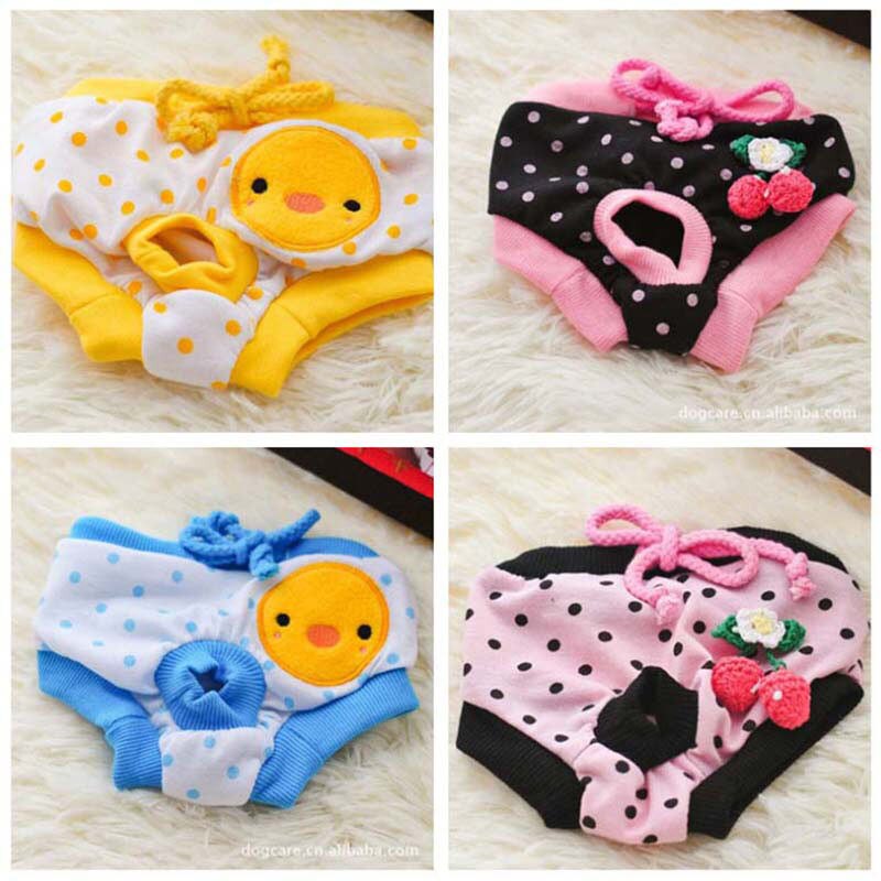 Colorful Puppy Pet Dog Cotton Print Cozy Sanitary Physiological Pants Pet Underwear