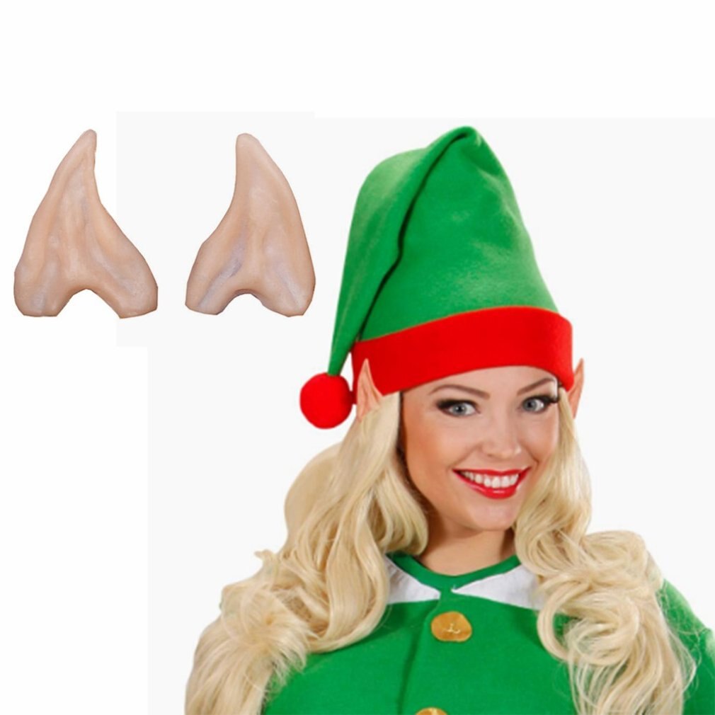 1Pair Christmas Dress Up Elf Ears Fairy Cosplay Accessories Halloween Festive Party Latex Soft Harmless False Ears Props
