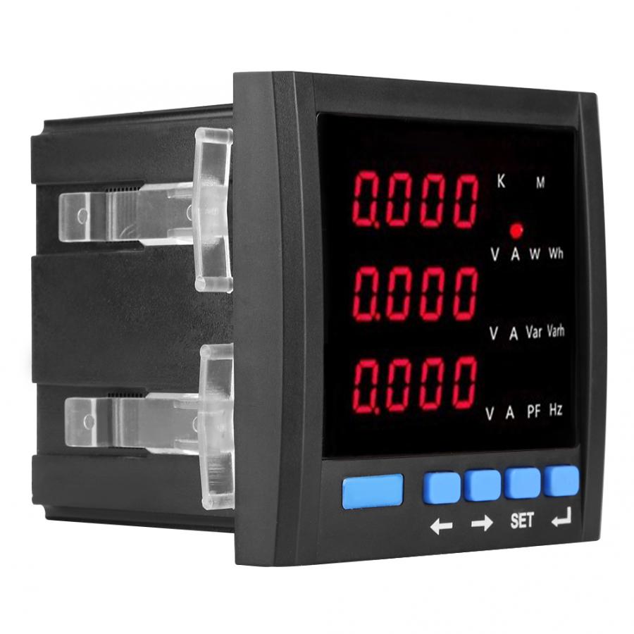 Voltmètre ampèremètre triphasé à LED numérique compteur Programmable multifonctionnel noir