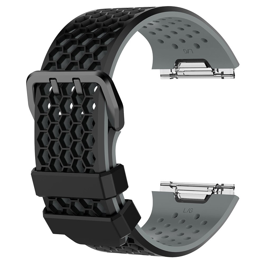 Bracelet de montre tschick pour fitbit ionic, bracelet de sport en silicone, bracelet de remplacement pour fitbit ionic: Noir gris / Petit
