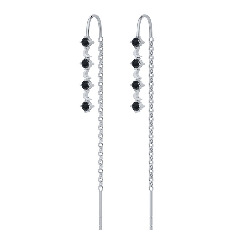 Aide 925 Sterling Zilver Kleurrijke Zirkoon Lange Ketting Kwast Threader Oorbellen Voor Vrouwen Oorbellen Partij Sieraden Pendientes: 8