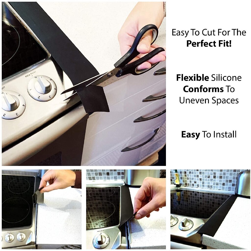 Silicone Kitchen Gap Covers Strips Oil/Dust/Water Proof Heat-Resistant Seal Gap Filler/Sticker Between Counters, Stovetops