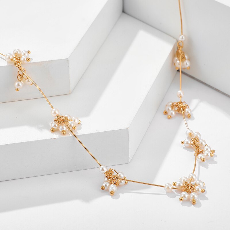 Tocona Luxe Parel Steen Ketting voor Vrouwen Gouden Ketting Bloemen Persoonlijkheid Chocker Ketting Partij Sieraden 8870