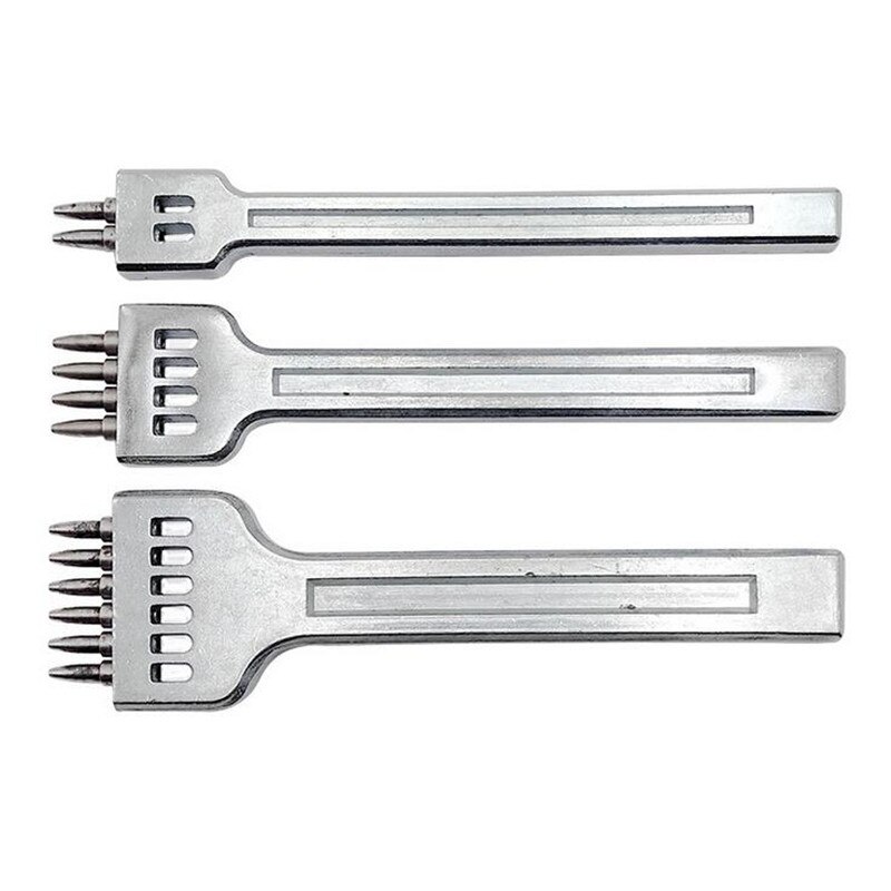 Advanced Leather Row Punch 3/4/5/6mm Spacing Hole Leather Bag Round Punching Electroplating Leather Carving Punchs Set