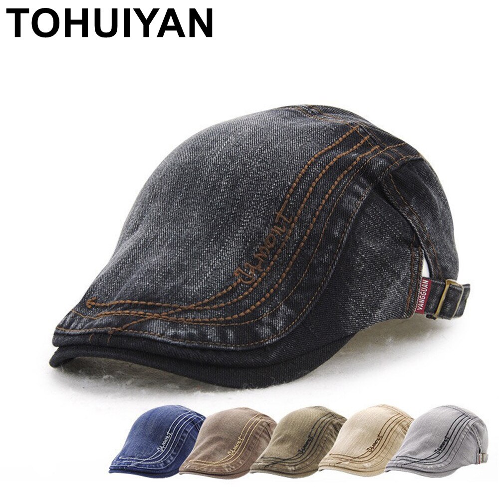 Gorro Vintage de algodón para hombre, gorra informal con visera ajustable, Boinas planas Retro, ropa de calle, sombrero de Golf para otoño,