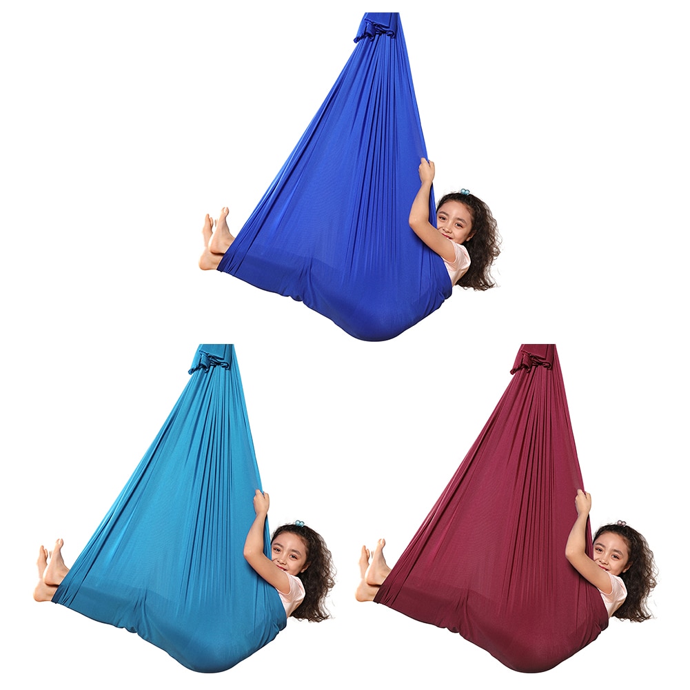 Hengekøye for barn i bomull for autisme adhd add therapy cushle up sensory child therapy elastisk pakke steady seat swing chairtoy