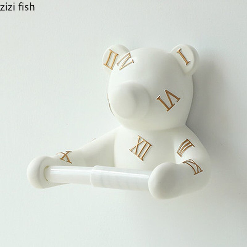 Home Decoration Wall-mounted Tissue Holder Cartoon Animals Tissue Box Panda Bear Resin Paper Roll Holder Toilet Paper Holder