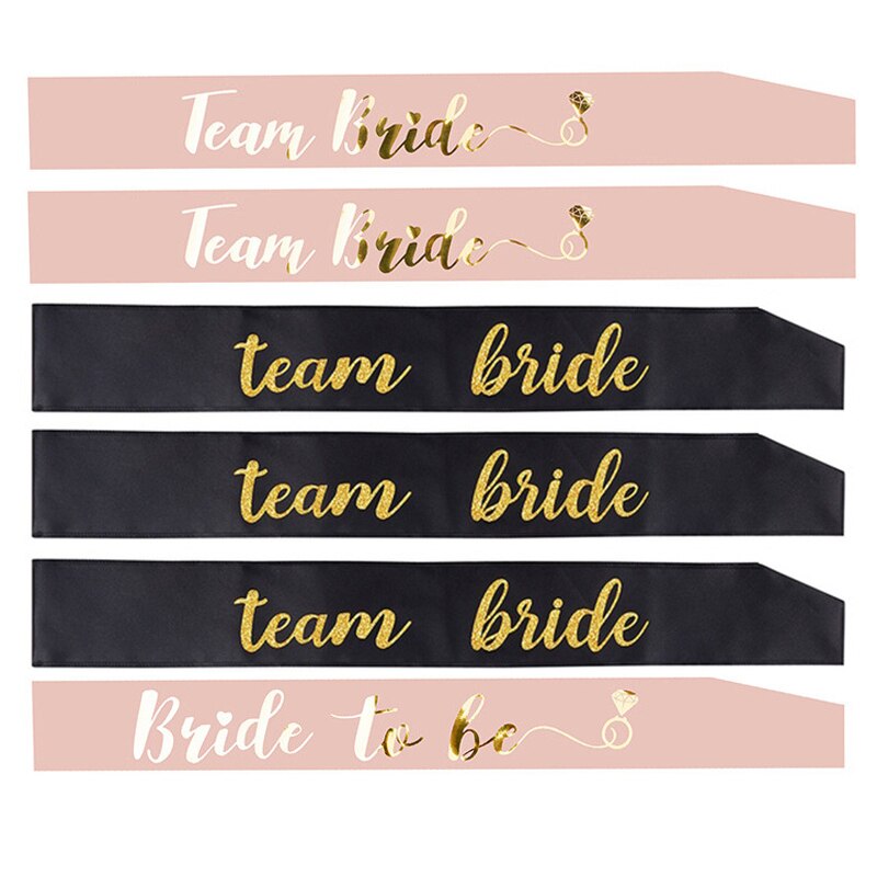 Rose Gold Bride To Be Black Team Bride Sash Bridesmaid Girls Sashes Wedding Bridal Shower Bachelorette Hen Party Decoration