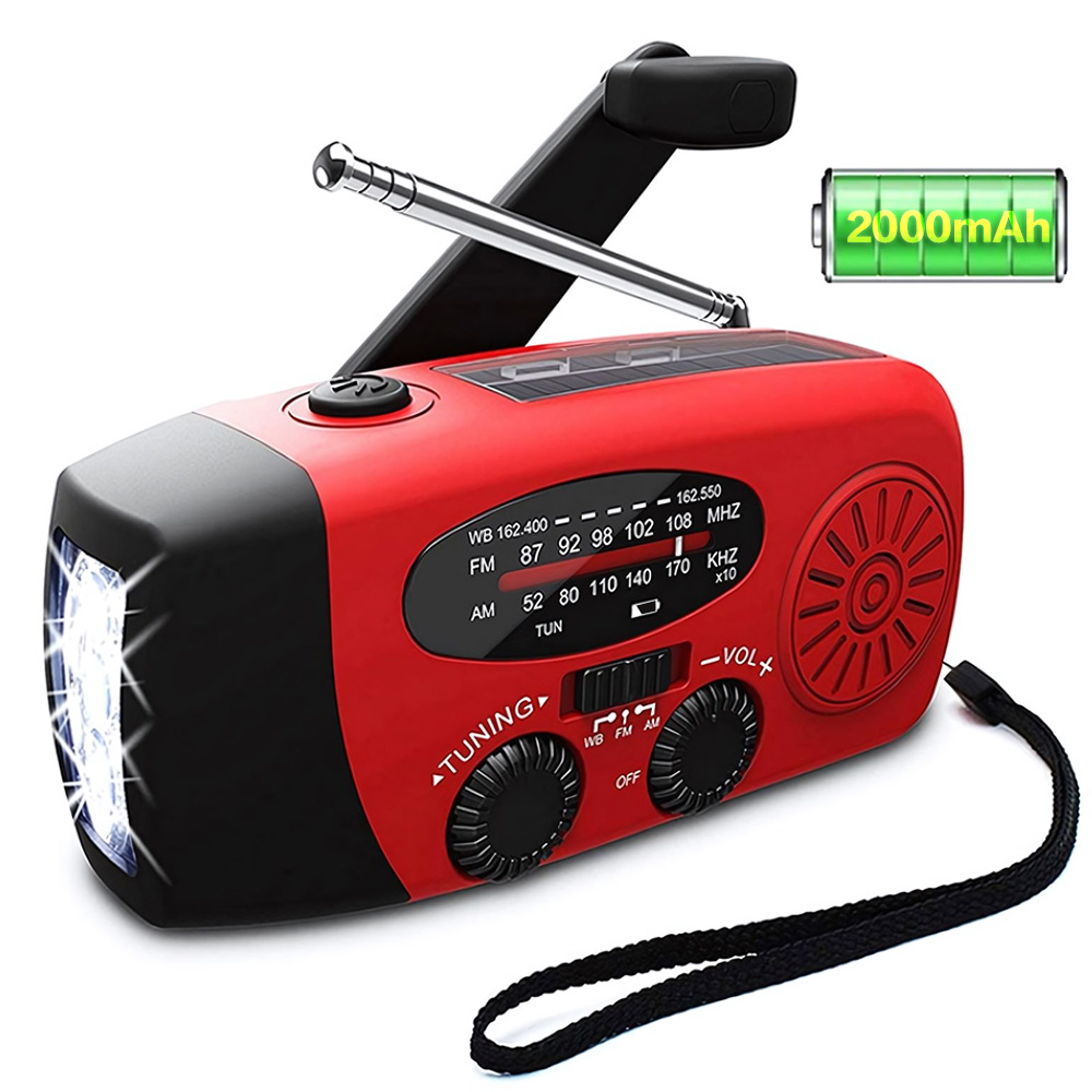 Solar Handkurbel angetrieben Camping Licht mit AM/FM Radio Outdoor 2000mah USB Aufladen multifunktion ale Hand Dynamo LED Taschenlampe
