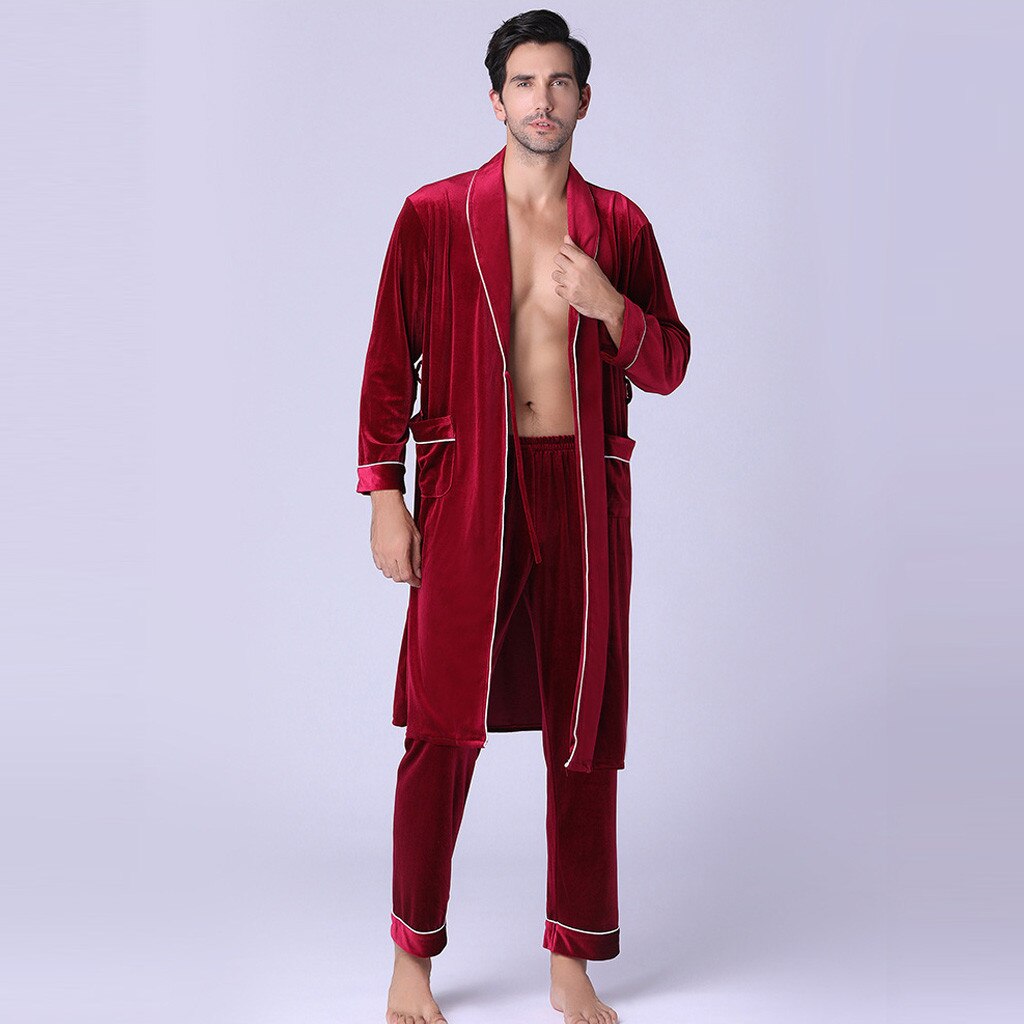 products Men's Long-sleeved Foreign Trade Home Service Gold Velvet Pajamas Suit Man woma