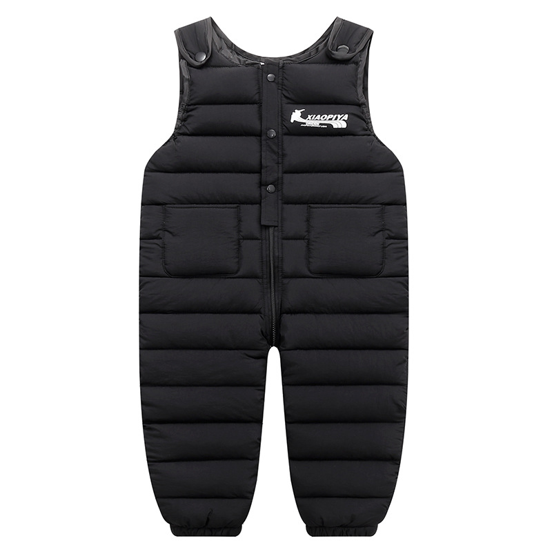 Odzież dziecięca dziecięce puchowe bawełniane ciepłe kombinezony i kombinezony chłopięce zagęszczone odzież zimowa kombinezon dziecięcy dla dzieci: czarny / 3T