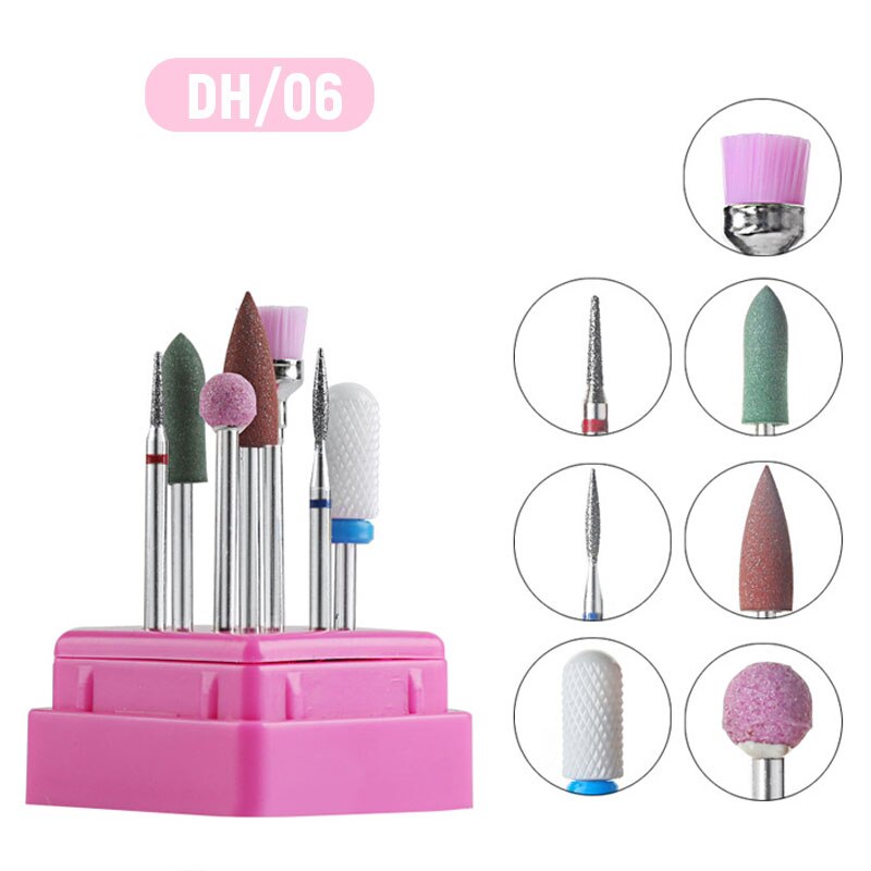 Juego de cortadoras de fresado combinado para manicura, molino de cerámica, cortador de manicura, Set para pedicura, limas eléctricas para uñas, accesorios para uñas: 06 Set