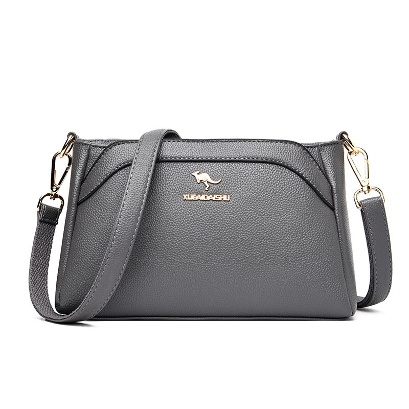 OLD TANG Shoulder Messenger Bags For Women Soft Leather Crossbody Bags Sac a Main Bolsa: Gray
