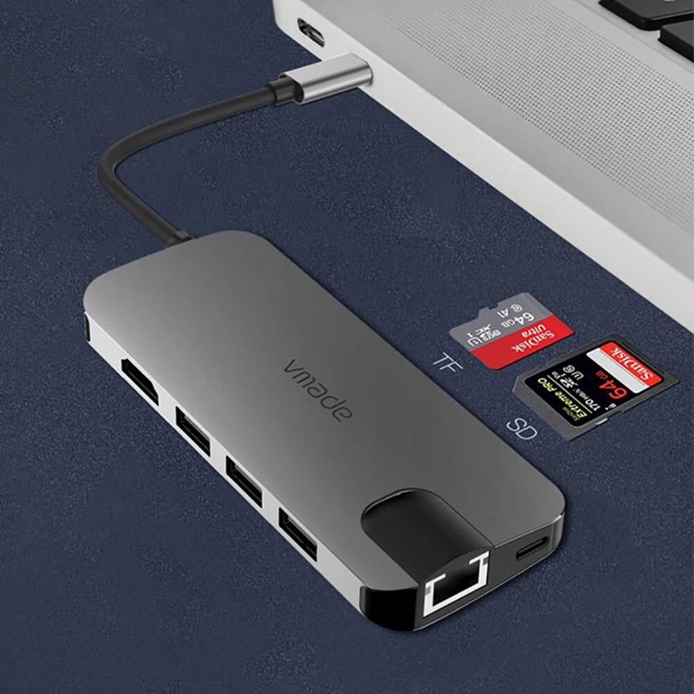 Vmade CB012A Type C Hub Usb C Hub Multi Usb 3.0 Hub Hdmi Adapter Dock Voor Macbook Pro Huawei mate 30 USB-C 3.1 Splitter Poort