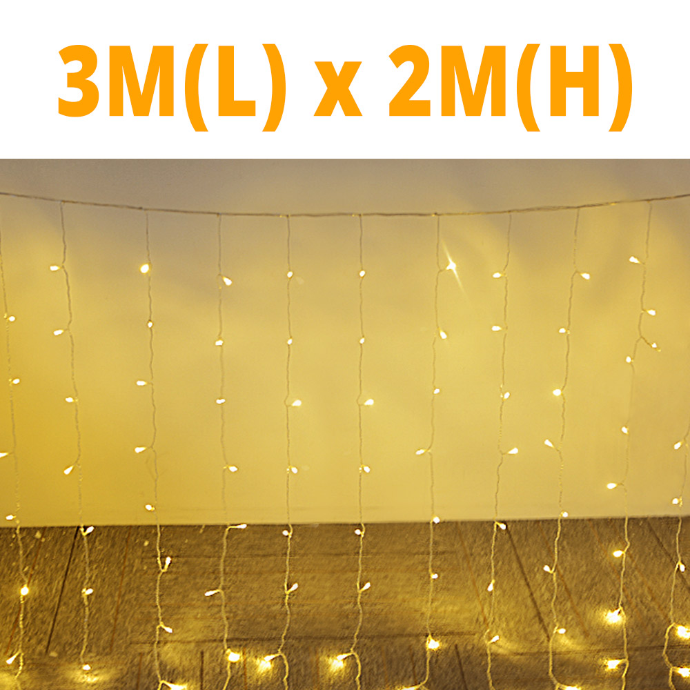 Led trädgårdslampa 3 x 3m 2-2m 110v/220v led gardinsnöre gräsmatta lampa utomhus trädgård landskap juldekoration trädgårdsbelysning: Varmvit 3-2m / Eu-kontakt 220v