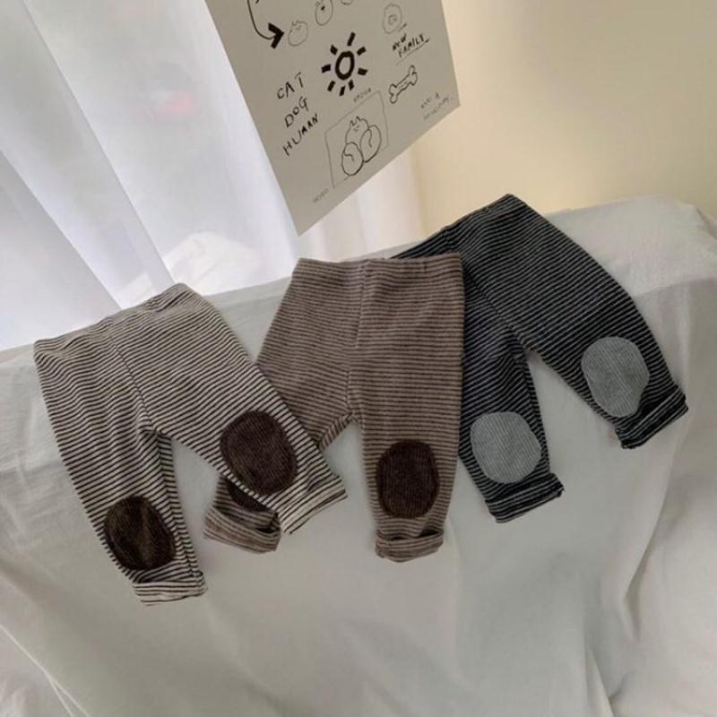 Peuter Gestreepte Broek Baby Boy Patch Leggings Leuke Zuigeling Grote Pp Broek Mode Kinderen Broek Kinderen Kleding 0-24M