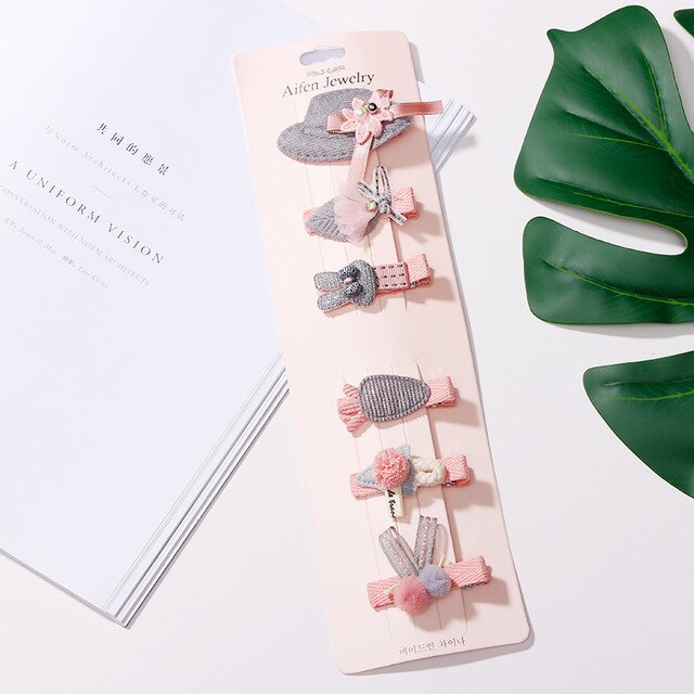 6 pz/impostato per Bambini bella Ragazze stella Animale Capelli Della Principessa Pinze Accessori per Capelli Carino Bambini Del Fiore Del Merletto Barrette Forcelle: 5