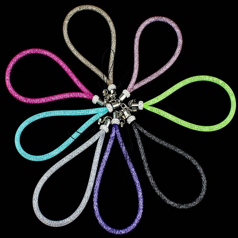 Rhinestone Visnet Lanyard Flash Boor Mobiele Telefoon Lanyard Crystal Diamond Visnet Opknoping Keten Lanyard