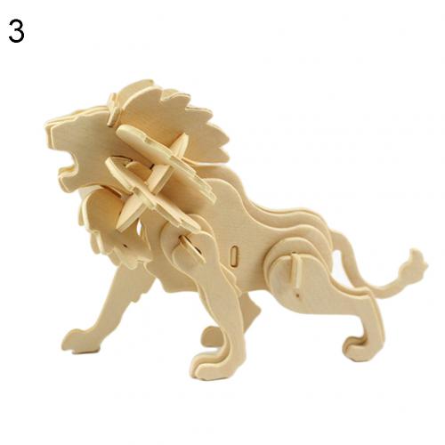 3D Wooden Blank Puzzles DIY Animal Model Crafts Kits Education Kids Toy: Lion