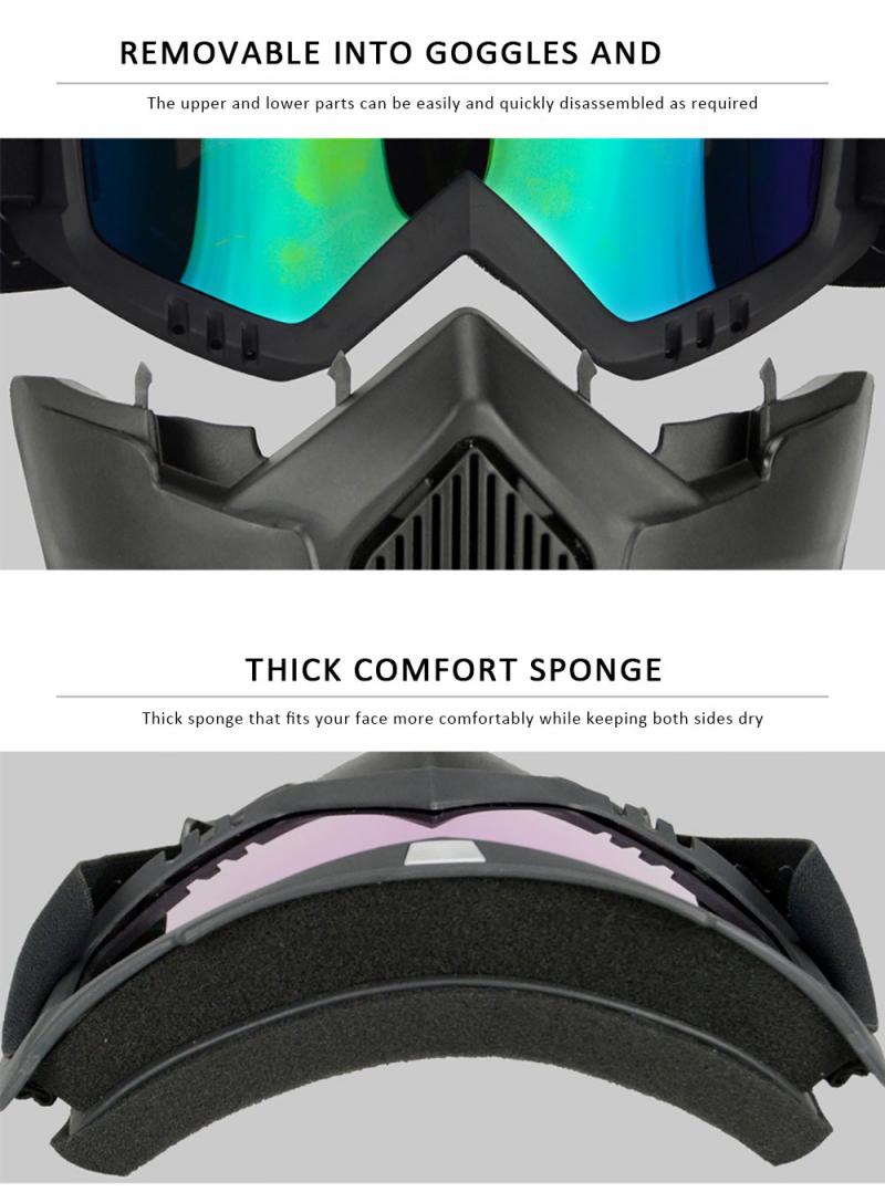 Mænd kvinder ski snowboard maske snescooter skibriller vindtæt motorcykel ansigtsmaske briller sikkerhedsbriller med mund