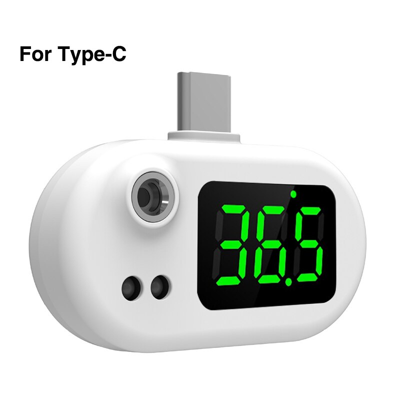 Mini termómetro corporal de medición rápida, termómetro portátil para teléfono inteligente, pantalla Digital, termómetro para la frente para bolsillo USB C: White TC