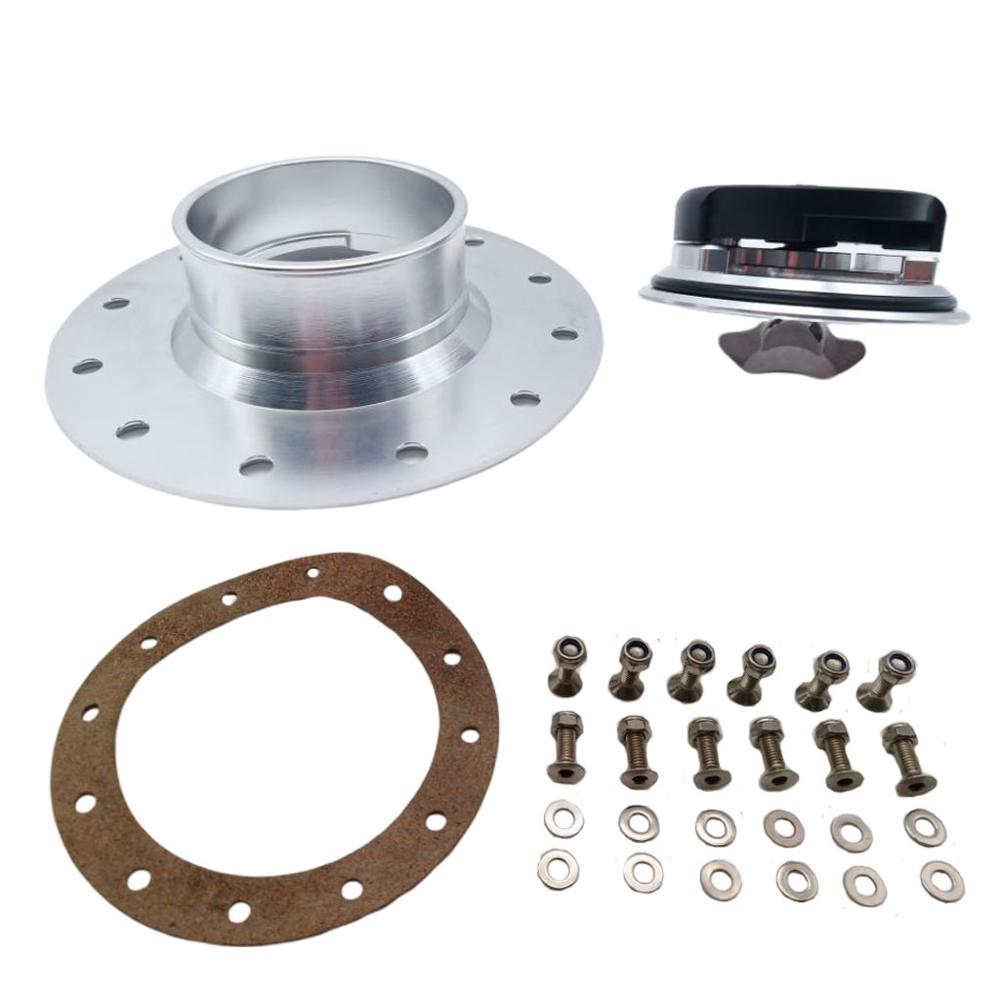 Universal Billet Aluminum 62mm Fuel Cell Gas Cap 6 Hole Anodized Silver 1 Kit
