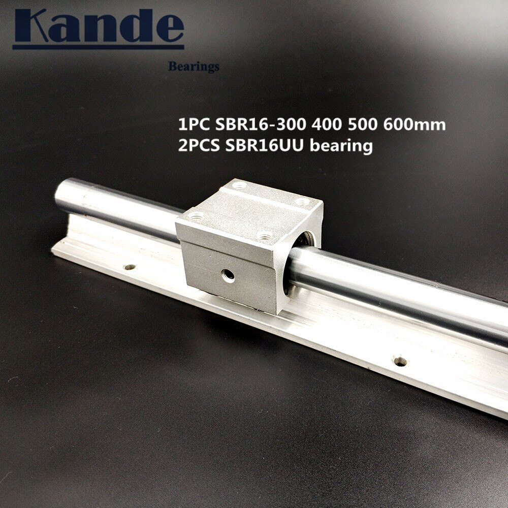 Trilho linear 16mm sbr16-300 400 500mm 1 pç guia linear sbr16 + 2 pçs blocos sbr16laptop para cnc