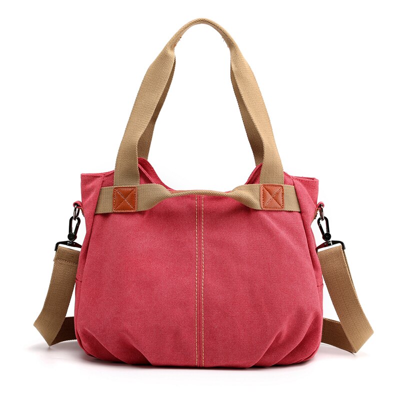 Canvas Hobos Bag Women Handbags Female Large Capacity Leisure Shoulder Bags for Travel Weekend Outdoor Bolsas Colors: Red